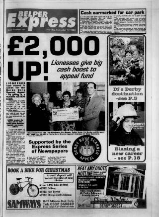cover page of Belper Express published on September 17, 1992