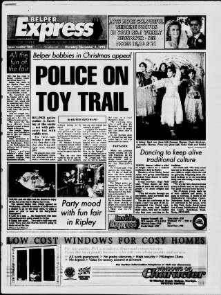 cover page of Belper Express published on November 2, 1995