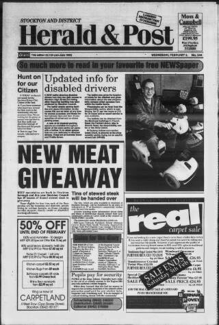 cover page of Stockton & Billingham Herald & Post published on February 2, 1994