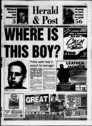 cover page of Runcorn & Widnes Herald & Post published on February 2, 1996