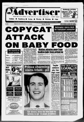 cover page of Salford Advertiser published on May 4, 1989