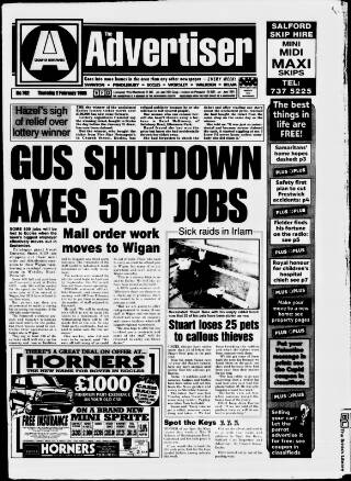 cover page of Salford Advertiser published on February 2, 1995
