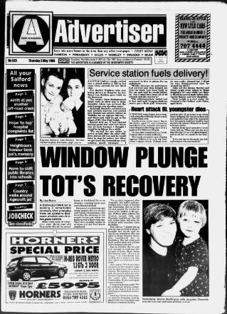 cover page of Salford Advertiser published on May 2, 1996