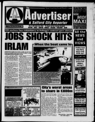 cover page of Salford Advertiser published on September 17, 1998