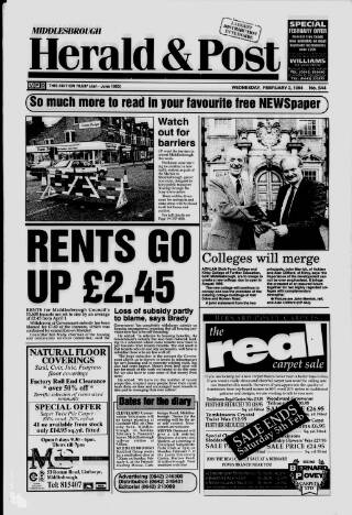 cover page of Middlesbrough Herald & Post published on February 2, 1994
