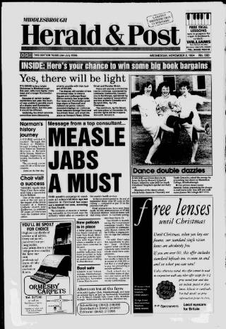 cover page of Middlesbrough Herald & Post published on November 2, 1994