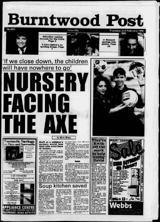 cover page of Burntwood Post published on February 2, 1995