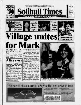 cover page of Solihull Times published on September 17, 1993