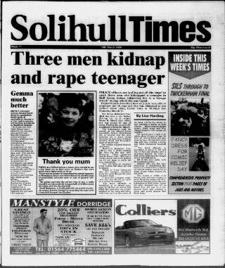 cover page of Solihull Times published on March 19, 1999