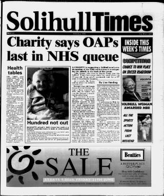 cover page of Solihull Times published on June 18, 1999