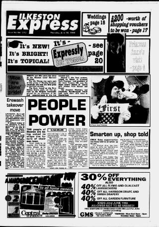 cover page of Ilkeston Express published on June 18, 1992