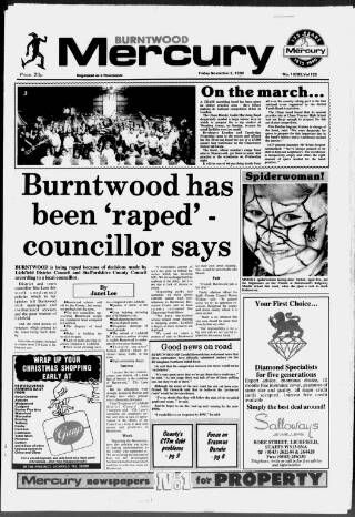 cover page of Burntwood Mercury published on November 2, 1990