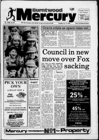 cover page of Burntwood Mercury published on June 18, 1992