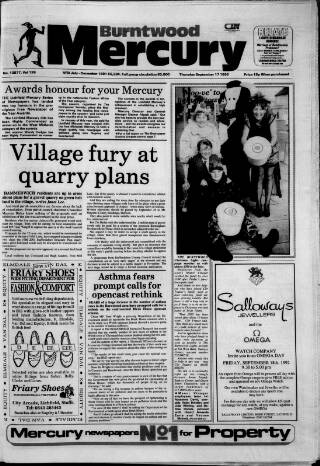 cover page of Burntwood Mercury published on September 17, 1992