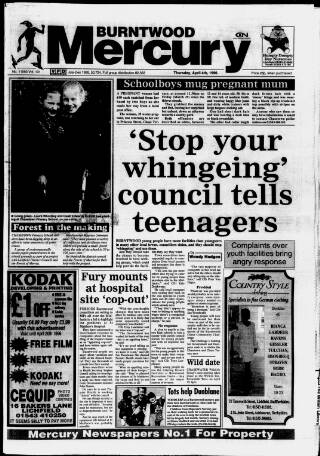 cover page of Burntwood Mercury published on April 4, 1996