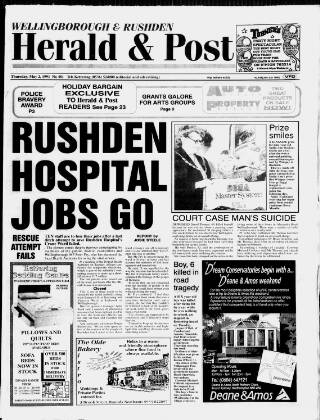 cover page of Wellingborough & Rushden Herald & Post published on May 2, 1991