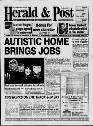 cover page of Wellingborough & Rushden Herald & Post published on November 2, 1995