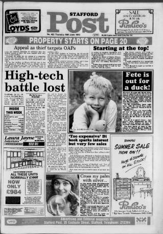 cover page of Stafford Post published on June 18, 1992