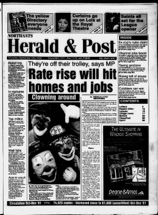 cover page of Northampton Herald & Post published on September 17, 1992