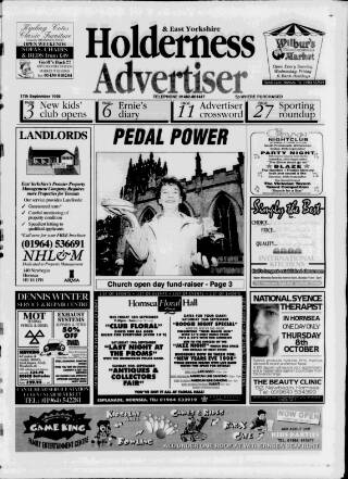 cover page of Holderness Advertiser published on September 17, 1998