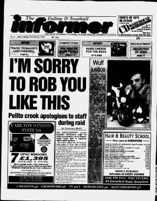 cover page of Ealing & Southall Informer published on February 2, 1996