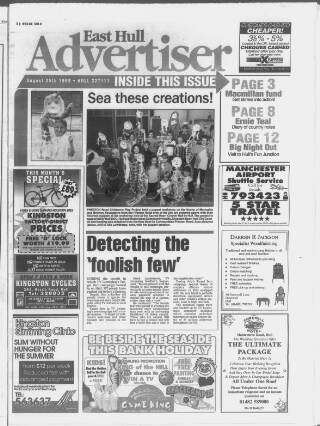 cover page of East Hull Advertiser published on August 25, 1999