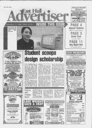 cover page of East Hull Advertiser published on November 17, 1999