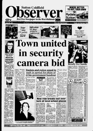 cover page of Sutton Coldfield Observer published on February 2, 1996