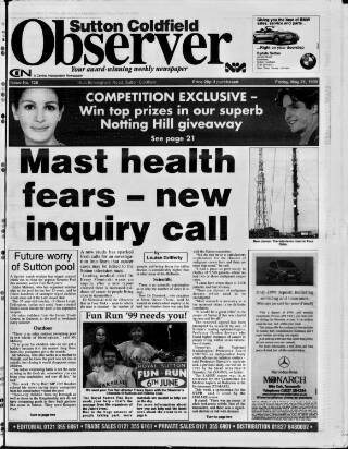 cover page of Sutton Coldfield Observer published on May 21, 1999