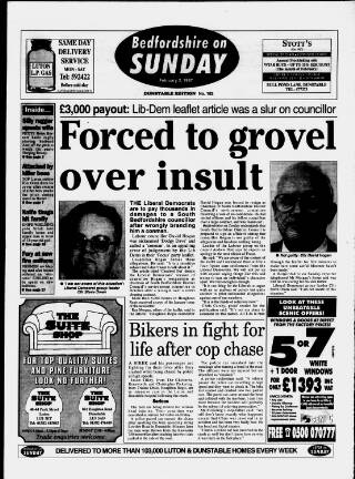 cover page of Dunstable on Sunday published on February 2, 1997