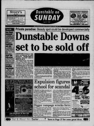 cover page of Dunstable on Sunday published on April 5, 1998