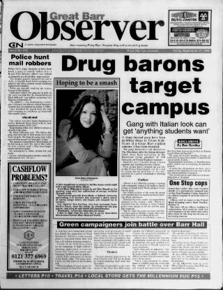 cover page of Great Barr Observer published on September 17, 1999