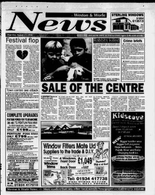 cover page of Weston & Worle News published on August 27, 1998