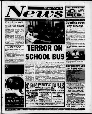 cover page of Weston & Worle News published on September 17, 1998