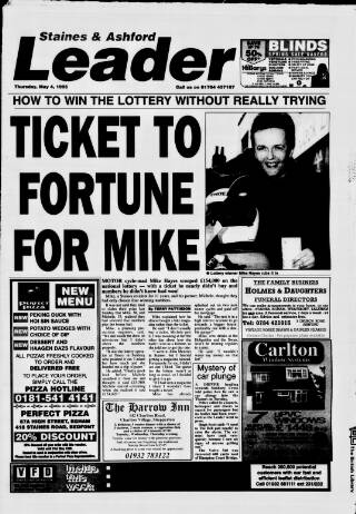 cover page of Staines Leader published on May 4, 1995