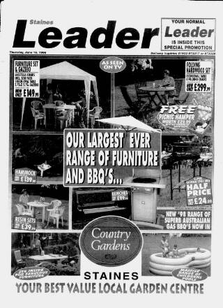 cover page of Staines Leader published on June 18, 1998