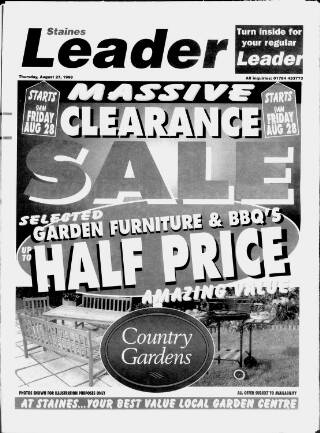 cover page of Staines Leader published on August 27, 1998