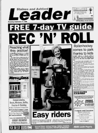 cover page of Staines Leader published on September 17, 1998