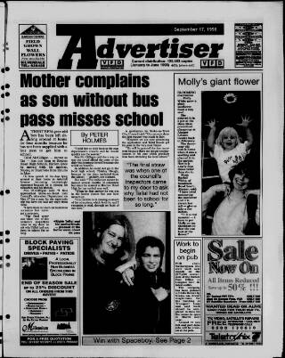 cover page of Potteries Advertiser published on September 17, 1998