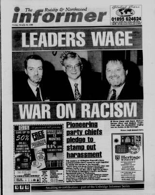 cover page of Ruislip & Northwood Informer published on March 19, 1999