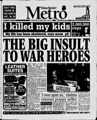 cover page of Manchester Metro News published on November 11, 1999