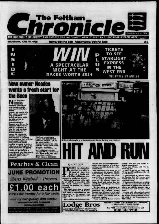 cover page of Feltham Chronicle published on June 18, 1998