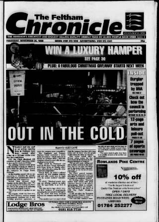 cover page of Feltham Chronicle published on November 26, 1998