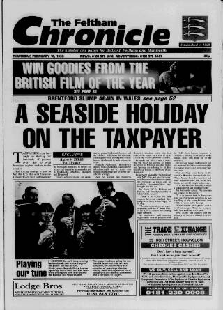 cover page of Feltham Chronicle published on February 18, 1999