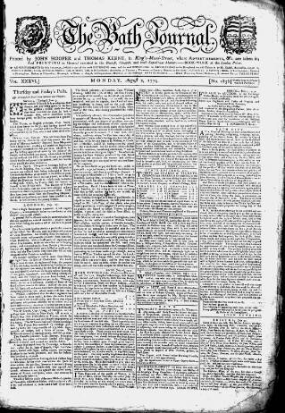 cover page of Bath Journal published on August 2, 1779