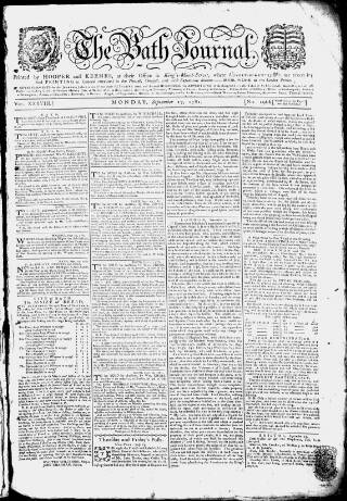 cover page of Bath Journal published on September 17, 1781