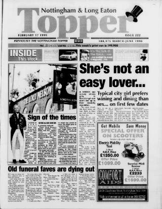 cover page of Nottingham & Long Eaton Topper published on February 17, 1999