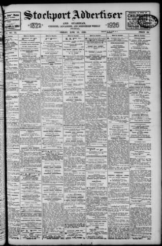 cover page of Stockport Advertiser and Guardian published on June 18, 1926