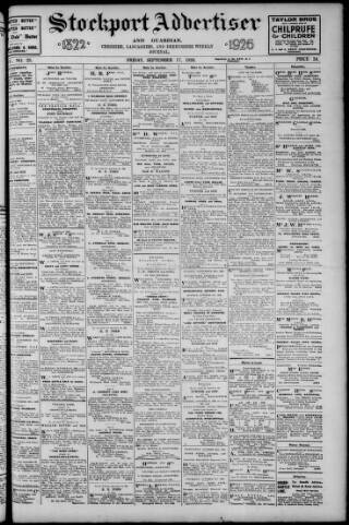 cover page of Stockport Advertiser and Guardian published on September 17, 1926