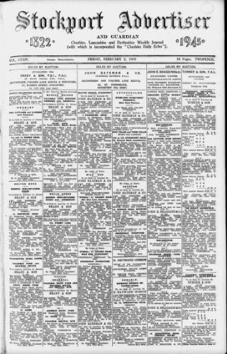 cover page of Stockport Advertiser and Guardian published on February 2, 1945